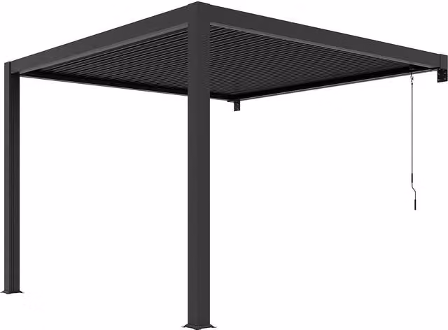 Pérgola adosada bioclimática Sera de aluminio con lamas orientables en color antracita o blanco, An/P/Al: 308 x 308 x 220 cm