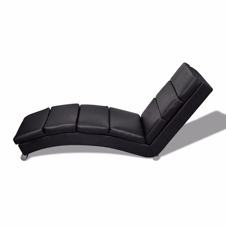 Diván moderno en forma de L de vidaXL tapizado en cuero sintético negro con estructura de metal