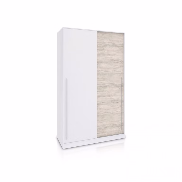 Armario de puertas correderas DUEHOME en blanco mate y blanco viejo, An/P/Al: 120 x 50 x 200 cm