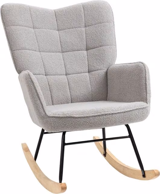 Sillón Lounge Moderno NORTHIX en Tejido Boucle Gris con Reposabrazos y Estructura Reforzada
