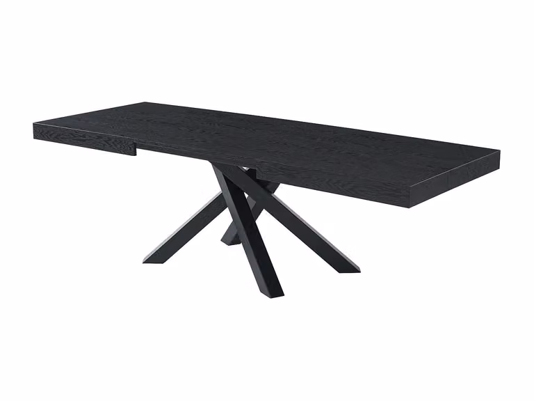 Mesa de comedor extensible rectangular moderna de MDF y metal en color negro CATONAV