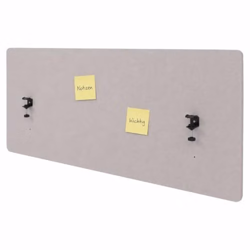 Mampara acústica de mesa Mendler HWC-G75 en color beige, An/Al: 60 x 140 cm