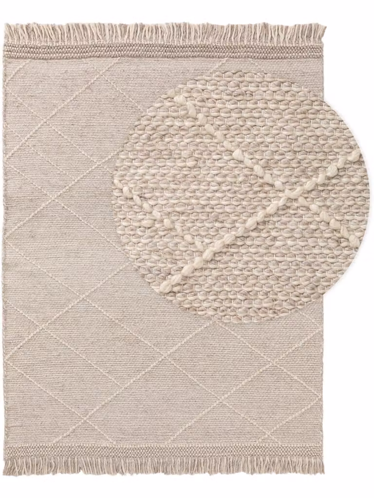 Alfombra Benuta de lana y poliéster con diseño geométrico boho en color beige, An/P: 120 x 170 cm