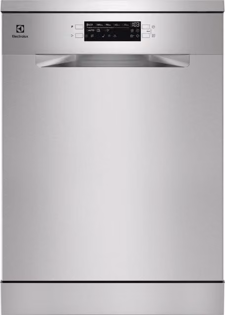 Lavavajillas Electrolux ESA47301SX de 13 servicios en color plata con 8 programas y apertura automática de puerta, clase D, acabado en acero inoxidable