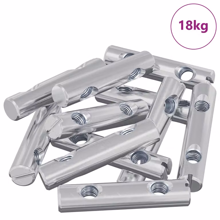 Set de 413 tuercas de acoplamiento vidaXL de acero galvanizado color plata, 60 x 12 mm