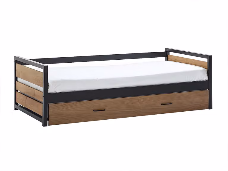 Cama nido industrial Boston de VENTE-UNIQUE con cajones en color marrón y antracita, fabricada en madera, MDF y metal, An/P/Al: 90 x 190 x 120 cm