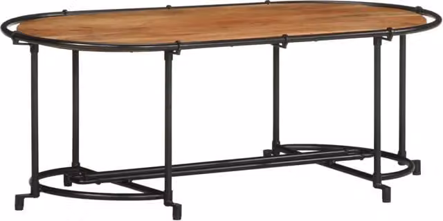 Mesa de centro rectangular de madera de acacia y metal SYFAX en color marrón y negro, An/P/Al: 110 x 55 x 40 cm