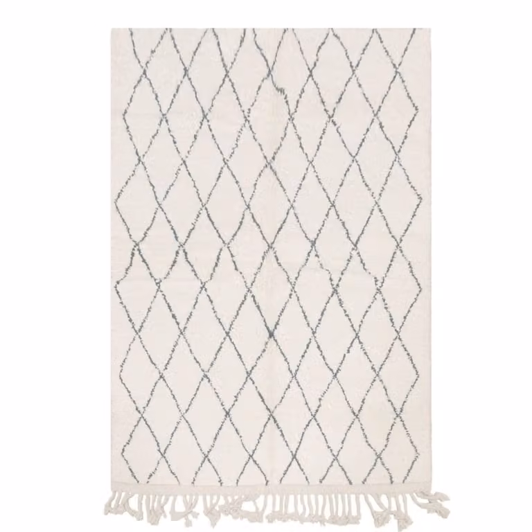 Alfombra bereber marroquí AFK Living de lana hecha a mano en colores beige y blanco, An/P: 150 x 250 cm