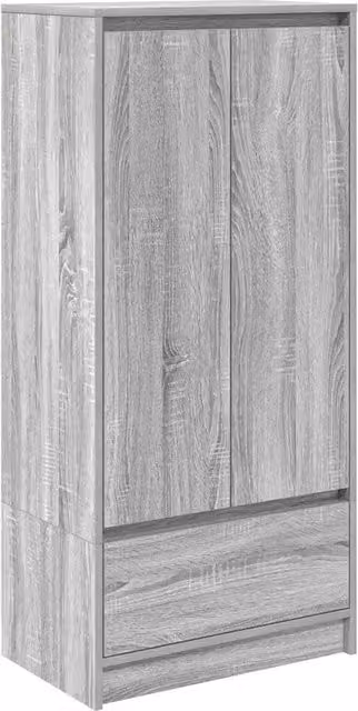 Armario de almacenamiento Helloshop26 de estilo moderno con puertas y cajones, acabado mate en gris y marrón, An/P/Al: 55,5 x 34 x 119,5 cm