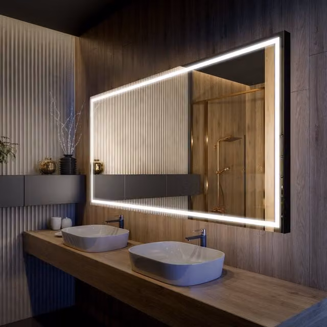 Espejo de baño moderno ARTFORMA con iluminación LED y interruptor táctil, rectangular, An: 110 cm, Al: 80 cm