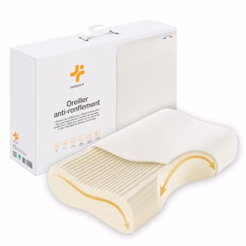 Almohada antirronquidos Inphysio de espuma viscoelástica con diseño ergonómico y funda de terciopelo blanca, An/P/Al: 57 x 36 x 11,5 cm