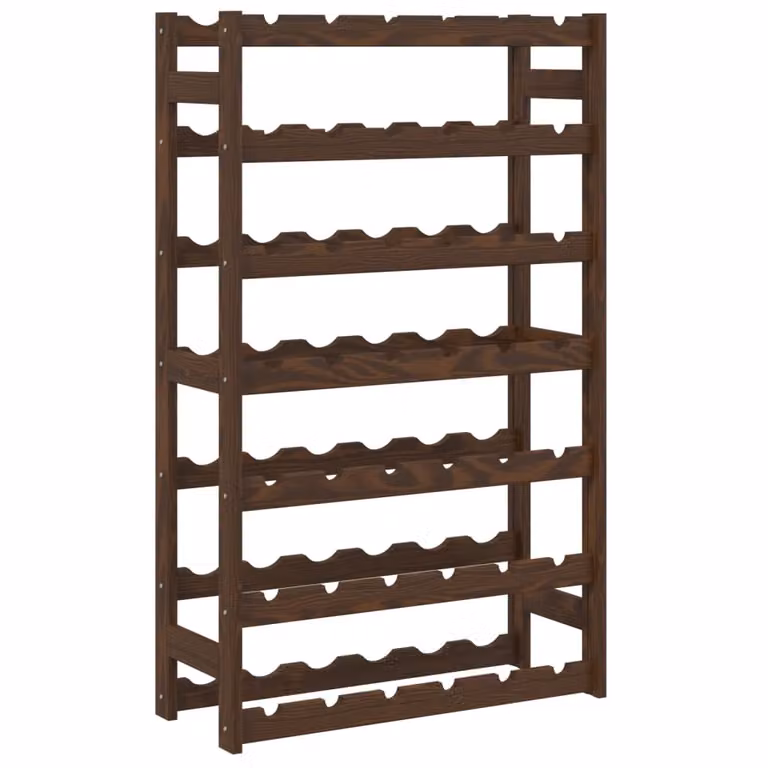 Botellero de pared vidaXL para 42 botellas de madera maciza de pino en color marrón mate