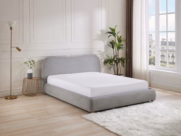 Cama con canapé abatible Vente-Unique en tela gris con cajonera An/P/Al: 120 x 190 cm