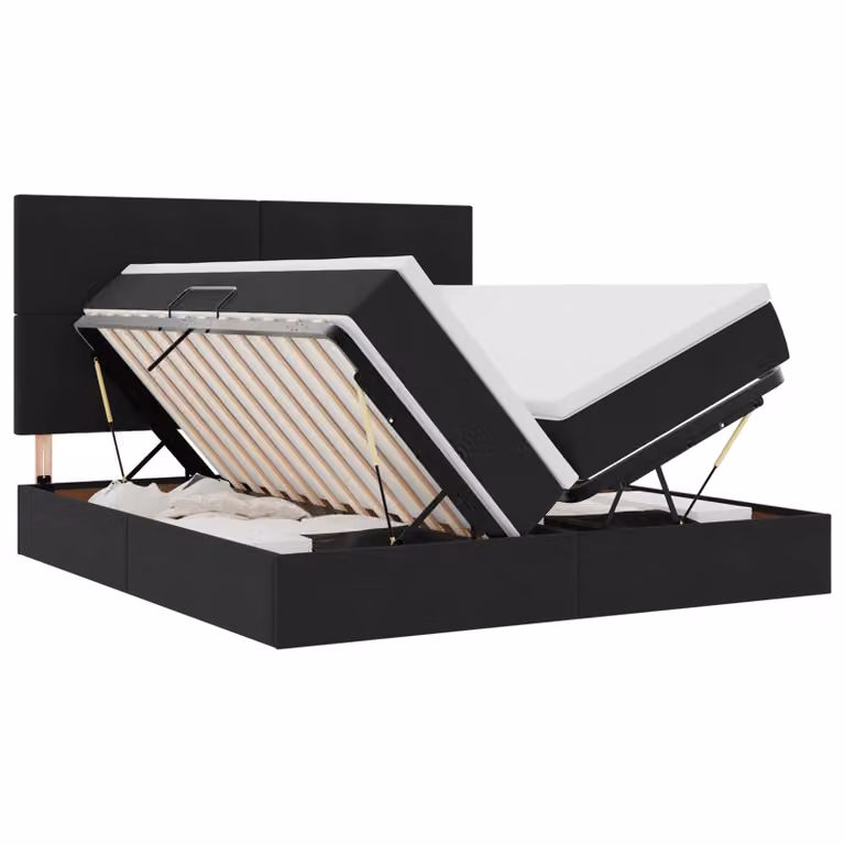 Cama con almacenamiento y base abatible vidaXL en terciopelo negro de 200 x 200 cm