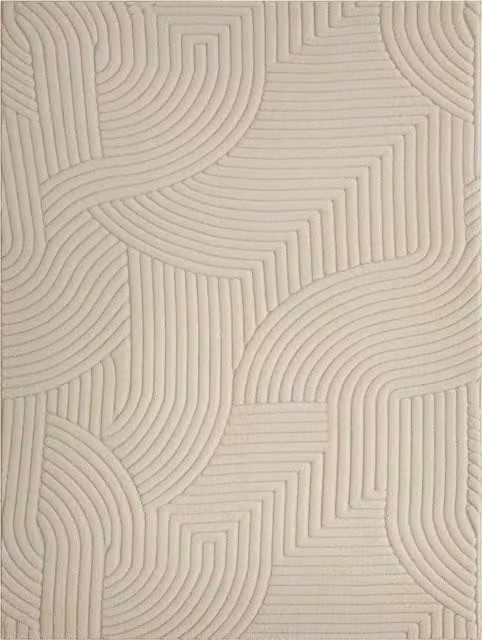 Alfombra de salón HOMCOM de estilo moderno y diseño geométrico, color beige, con base antideslizante y tejido a máquina, An/P: 160 x 120 cm