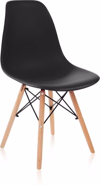 Pack de 4 sillas Tower Wood de Duehome con estructura de madera de haya y base negra, An/P/Al: 46 x 56 x 81 cm