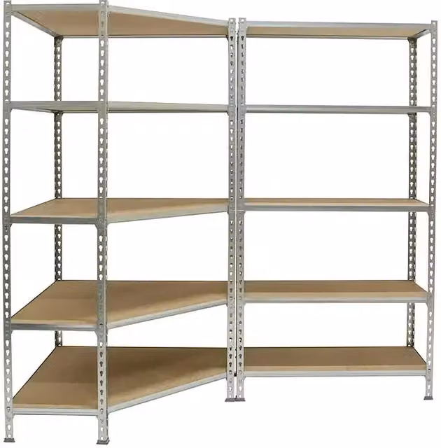 Estantería de esquina Simonrack con 10 baldas ajustables en color gris y plata, Al x An x Pr: 180 x 90 x 40 cm