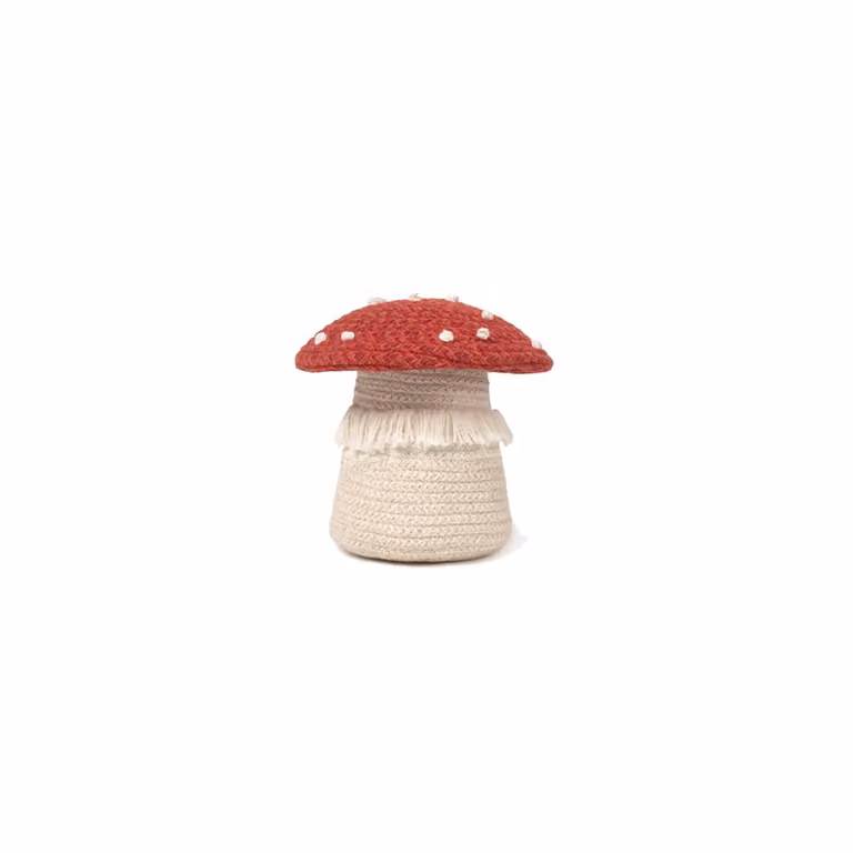 Cesta Mini Hongo de Lorena Canals en algodón rojo An/P/Al: 17 x 17 x 16 cm