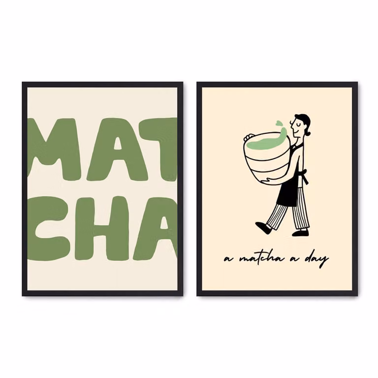 Set de 2 pósteres modernos de Poster Lab en multicolor con marco negro de madera, An/Al: 50 x 70 cm