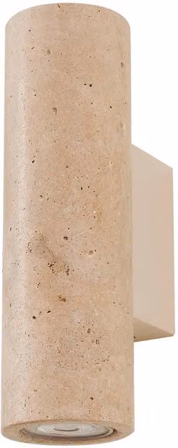 Aplique de pared Lucande Tavira de piedra en color blanco o beige, con iluminación LED regulable hacia arriba y hacia abajo para salón, comedor o terraza