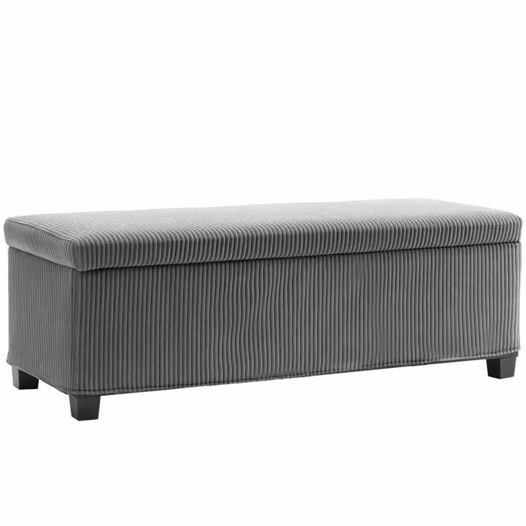 Banco de almacenaje Homcom tapizado en pana gris An/P/Al: 112 x 42 x 40 cm