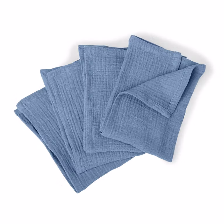 Pack de 4 servilletas de algodón Febronie en color azul, An/An: 40 x 40 cm