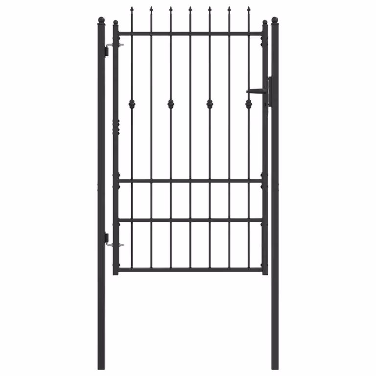 Puerta de cerca ASTEN vidaXL de metal negro con cerradura, An/Al: 100 x 150 cm