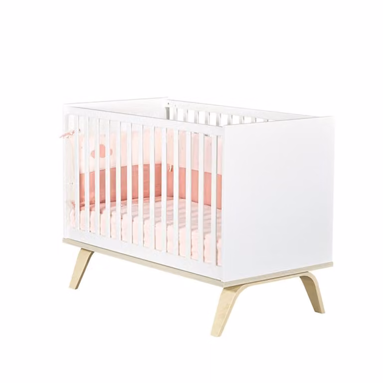 Cuna de madera blanca Sauthon con lateral abatible An/P/Al: 120 x 60 x 67 cm