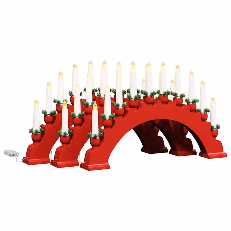 Arco de Navidad de madera con 10 velas LED de mesa vidaXL en colores blanco y rojo