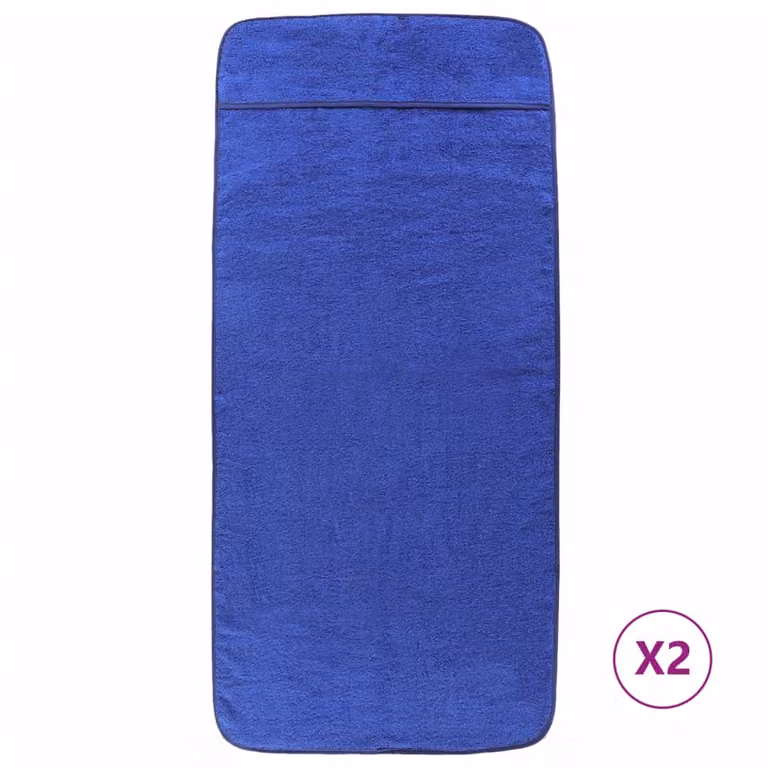 Pack de 2 toallas de playa vidaXL de color azul, secado rápido, 400 g/m², 75 x 200 cm