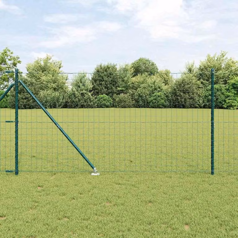 Valla Europea Syfax de acero con recubrimiento de PVC verde para instalación en suelo, An/P/Al: 10 x 1,2 x 1,8 m