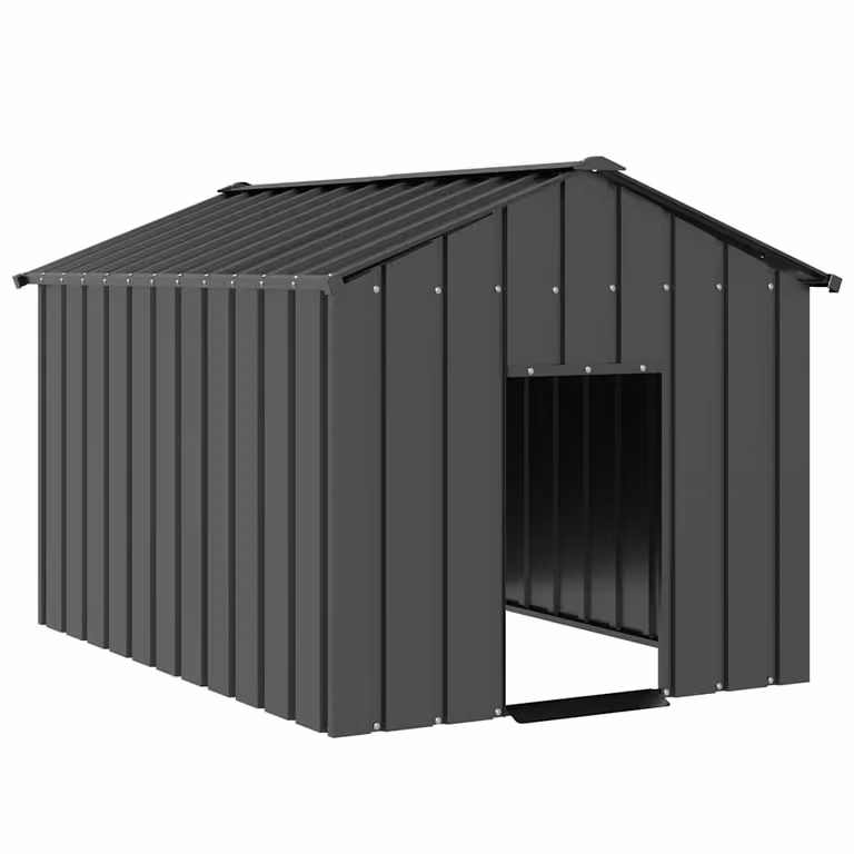 Caseta para perros vidaXL de metal con techo de acero galvanizado resistente a la intemperie en color antracita An/P/Al: 113 x 153 x 101 cm