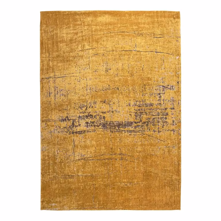 Alfombra lavable Louis de Poortere Griff de estilo retro con rayas en amarillo, dorado y marrón para interior o exterior, An/P: 80 x 150 cm