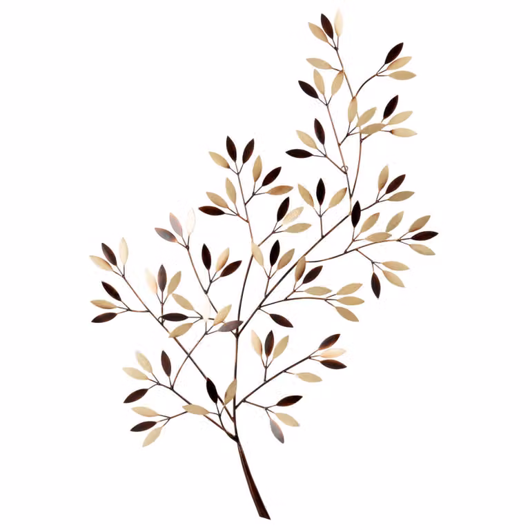 Decoración de pared floral de Maisons du Monde con forma de rama de hierro en oro y bronce, An/Al: 47 x 78 cm