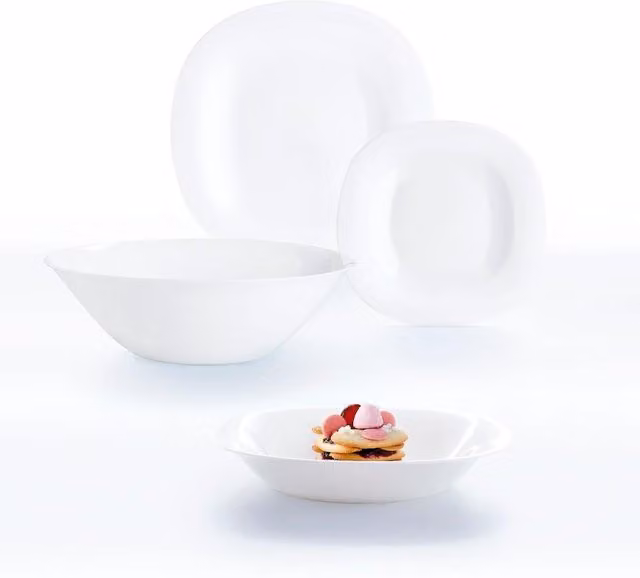 Juego de vajilla de cristal opal Luminarc Carine de 19 piezas para 6 personas en color blanco, apto para microondas y lavavajillas