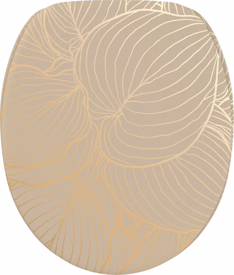 Asiento de inodoro SANILO Hosta de madera color beige con cierre suave y forma ovalada mate