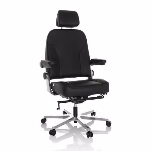 Silla de oficina ergonómica hjh OFFICE 24 Hours F en cuero negro con reposacabezas y capacidad de carga de 200 kg