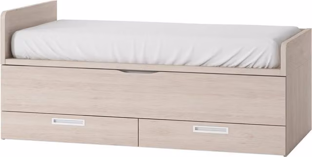 Cama nido Mio El Corte Inglés con 2 cajones y costado izquierdo alto en color beige y arena