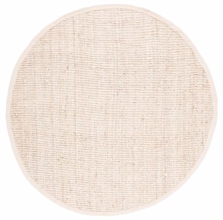 Alfombra redonda de yute Safavieh en color blanco para tu salón o pasillo, Diámetro: 152 cm