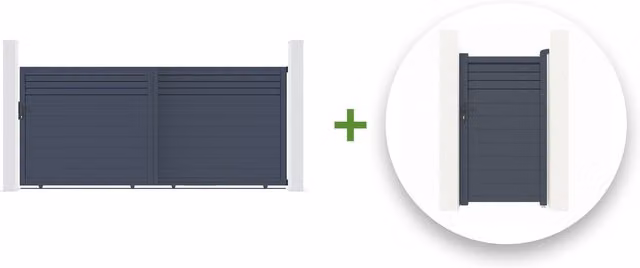 Set de puerta corredera Casanoov Carpátia 300c180 de aluminio en color gris antracita con puerta de 180 cm y riel de suelo