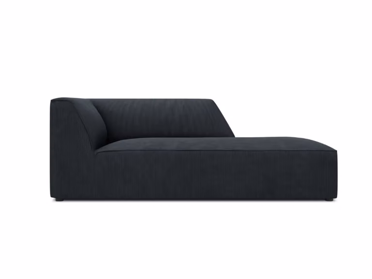 Chaise longue en forma de L Micadoni Home de pana negra con diseño moderno y tapizado acolchado