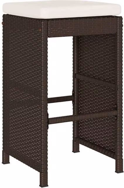 Set de 2 taburetes de cocina SYFAX en ratán sintético marrón con cojines blancos y fundas extraíbles