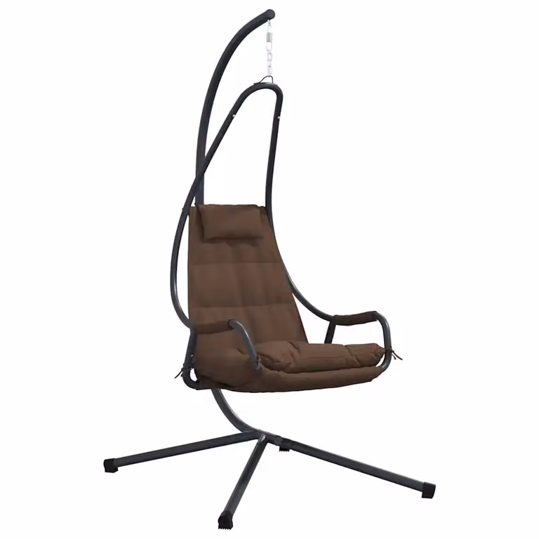 Silla huevo colgante vidaXL con estructura de acero y cojines, color café, An/P/Al: 94 x 107 x 196,5 cm
