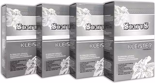 E-delux Status Profi Pegamento en Polvo para Tejido No Tejido, Engrudo de 1 kg (4 x 250 g) para 140-160 m2, Transparente y Resistente al Moho
