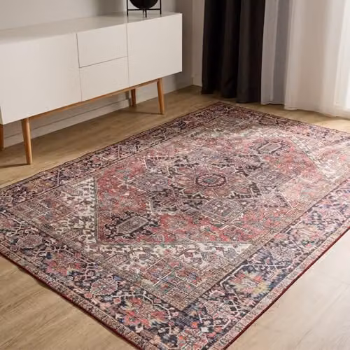 Alfombra Benuta Basic George Multicolor y Beige de Estilo Vintage y Abstracto, Rectangular y Lavable, An/P: 240 x 340 cm