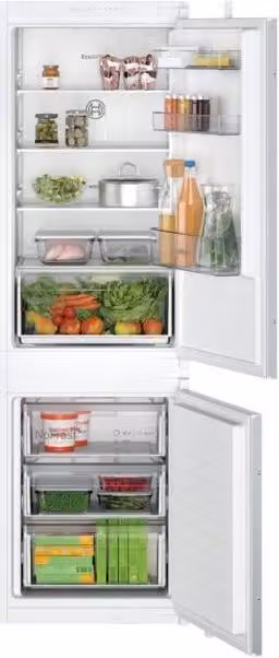 Nevera y congelador integrado Bosch Serie 2 KIN86NSE0 en color blanco con capacidad de 260 l y tecnología No Frost
