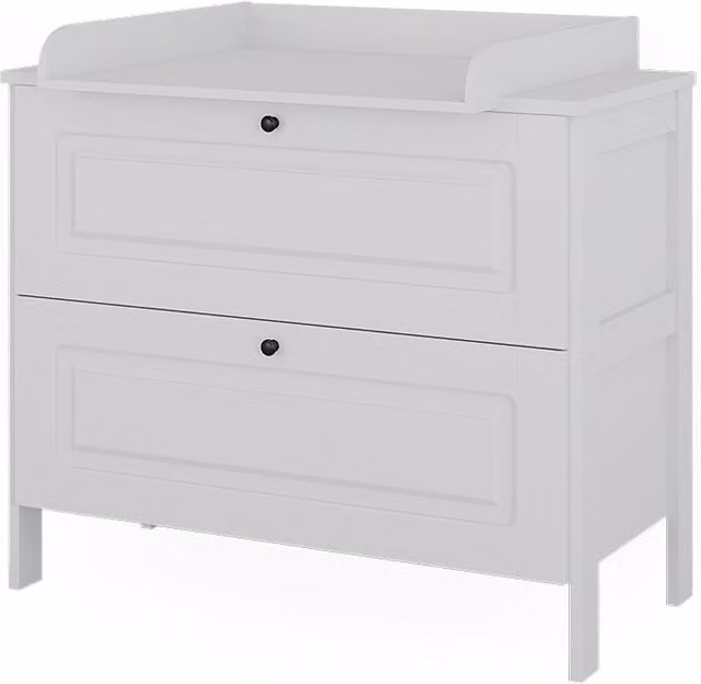 Mueble cambiador Vitalispa de diseño moderno en color blanco con 2 cajones, An/P/Al: 108 x 70 x 98 cm