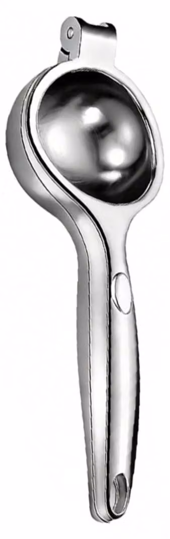 Exprimidor de cítricos manual INF de aleación de zinc color plata con mango ergonómico, 22 cm
