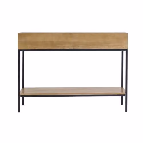 Consola industrial Miliboo de mango y metal en color marrón y negro, An: 110 cm, Al: 40 cm, P: 32 cm