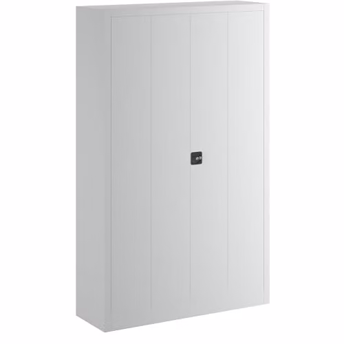 Armario de puertas plegables Certeo con estantes internos y cerradura, disponible en gris o blanco, An/P/Al: 120 x 40 x 195 cm